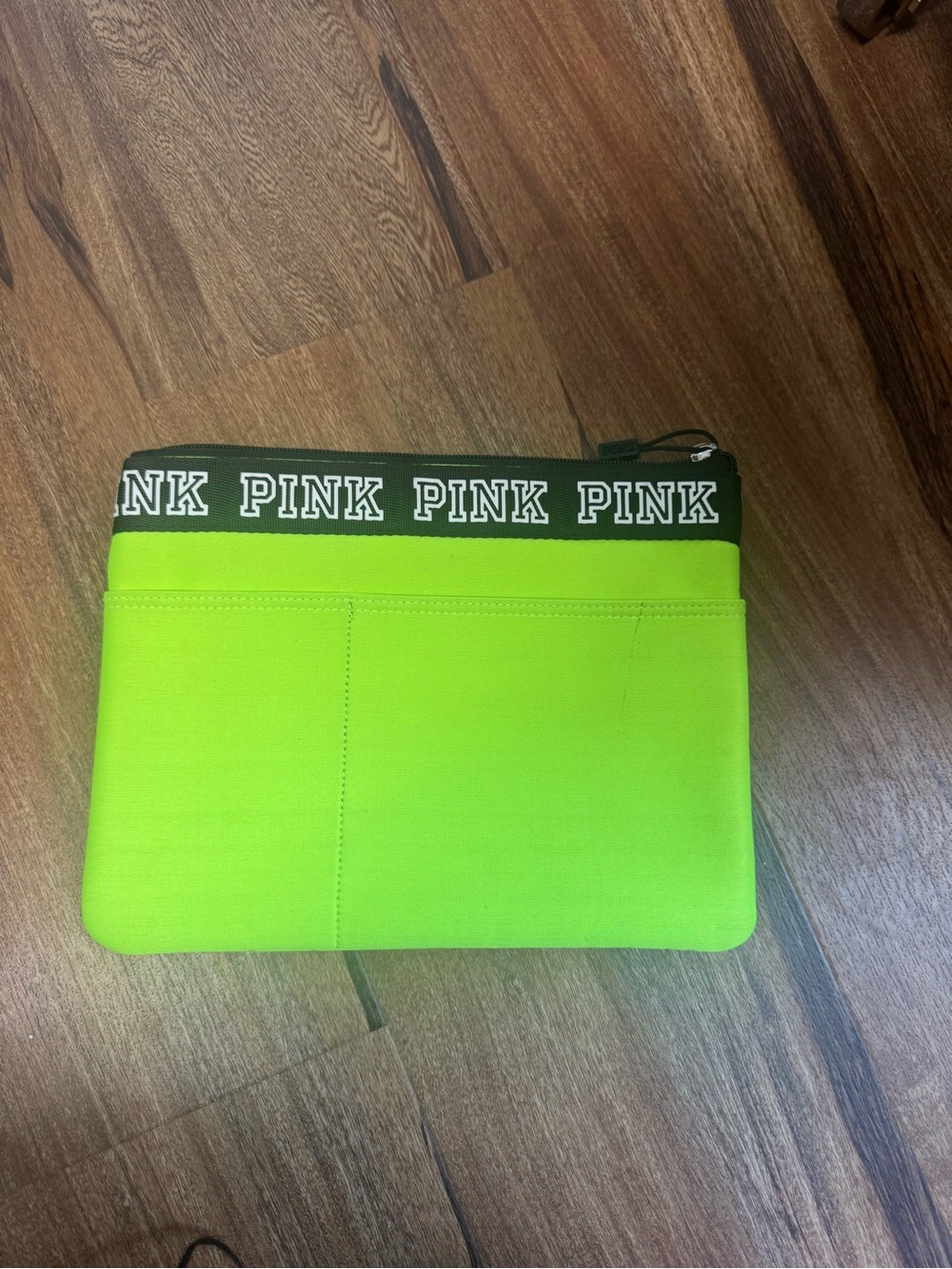 PINK Victoria's Secret Neon Green Pouch - Picture 2 of 2